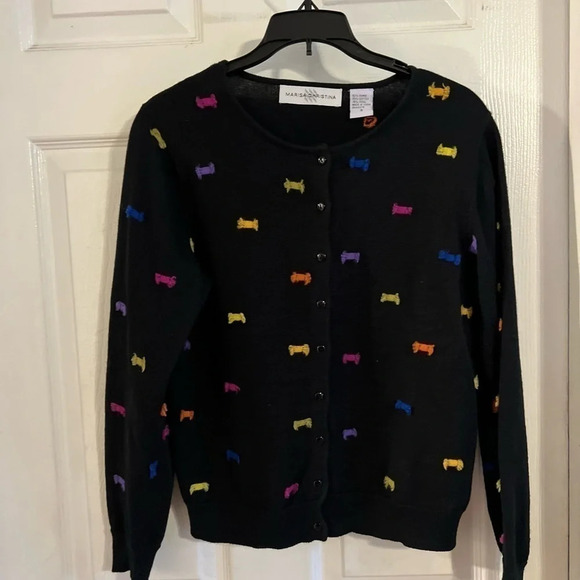 size small,Marisa Christina sweater full button,colorful embroidered patches - Picture 3 of 4